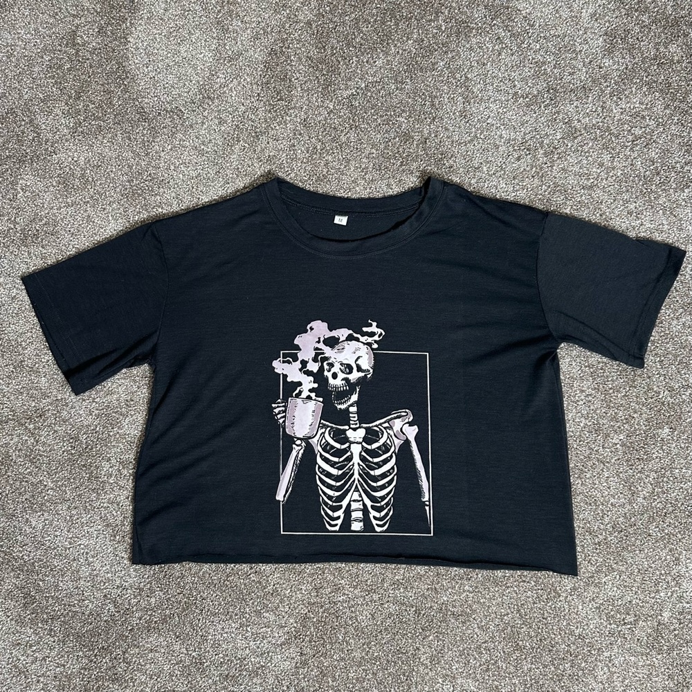 Black Skeleton Graphic Womens T-Shirt